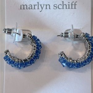 MARLYN SCHIFF Jaci light blue crystal hoop earrings. New. Never worn.